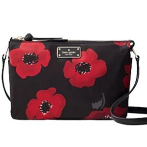 Kate Spade ♠️ Leather Trimmed Floral Crossbody